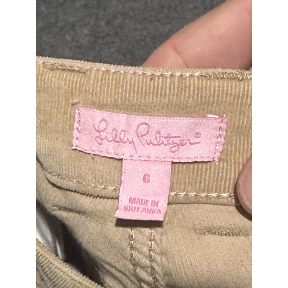 Lilly Pulitzer Women's Sz 6 Brown Khaki Corduroy Ankle Pants Cotton - Picture 3 of 8